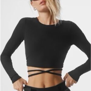 ALO Yoga Black Ribbed Manifest Long Sleeve size L